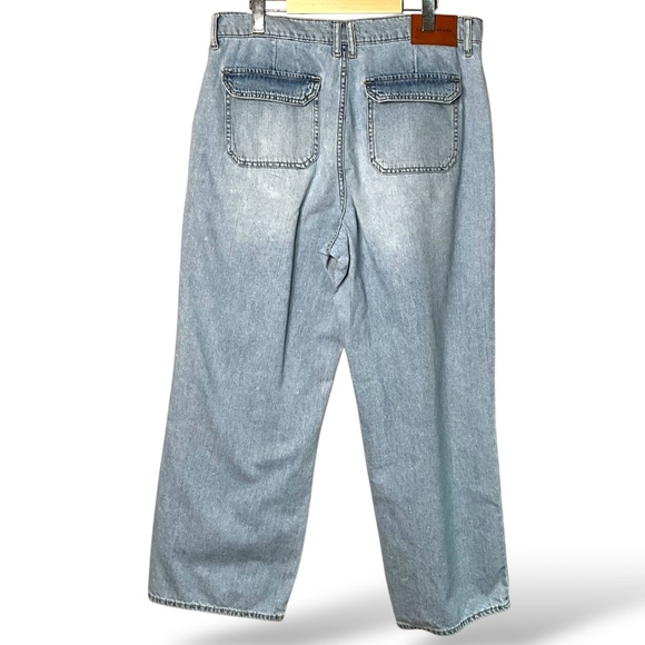 LUCKY BRAND 100% Cotton Light Wash Wide Leg Jeans Patch Pockets 14R - Picture 4 of 9